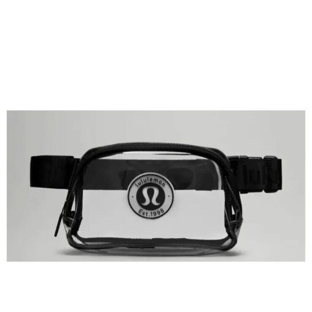 Lululemon Unisex Clear Belt Bag‎ Logo Black Water Resistant Adjustable Strap 1L